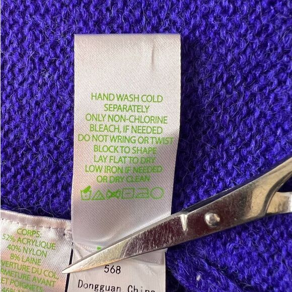 Lilly Pulitzer Purple/Pink Striped Scoop Neck Wool Blend Cardigan NWT-XS - Picture 6 of 13